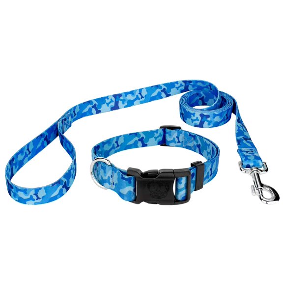Set de Collar y Correa Country Brook Petz 2,5 cm Camuflaje de Hueso Azul