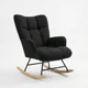 thumbnail image 3 of Silla Mecedora Moderna en Tela Bouclé Negra Patas de Madera, 3 of 3