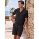 thumbnail image 4 of INSPIRE CHIC Conjunto de Camisa y Pantalones Cortos Texturizados para Hombre Verano Playa 2 Piezas Talla XXL Negro, 4 of 5
