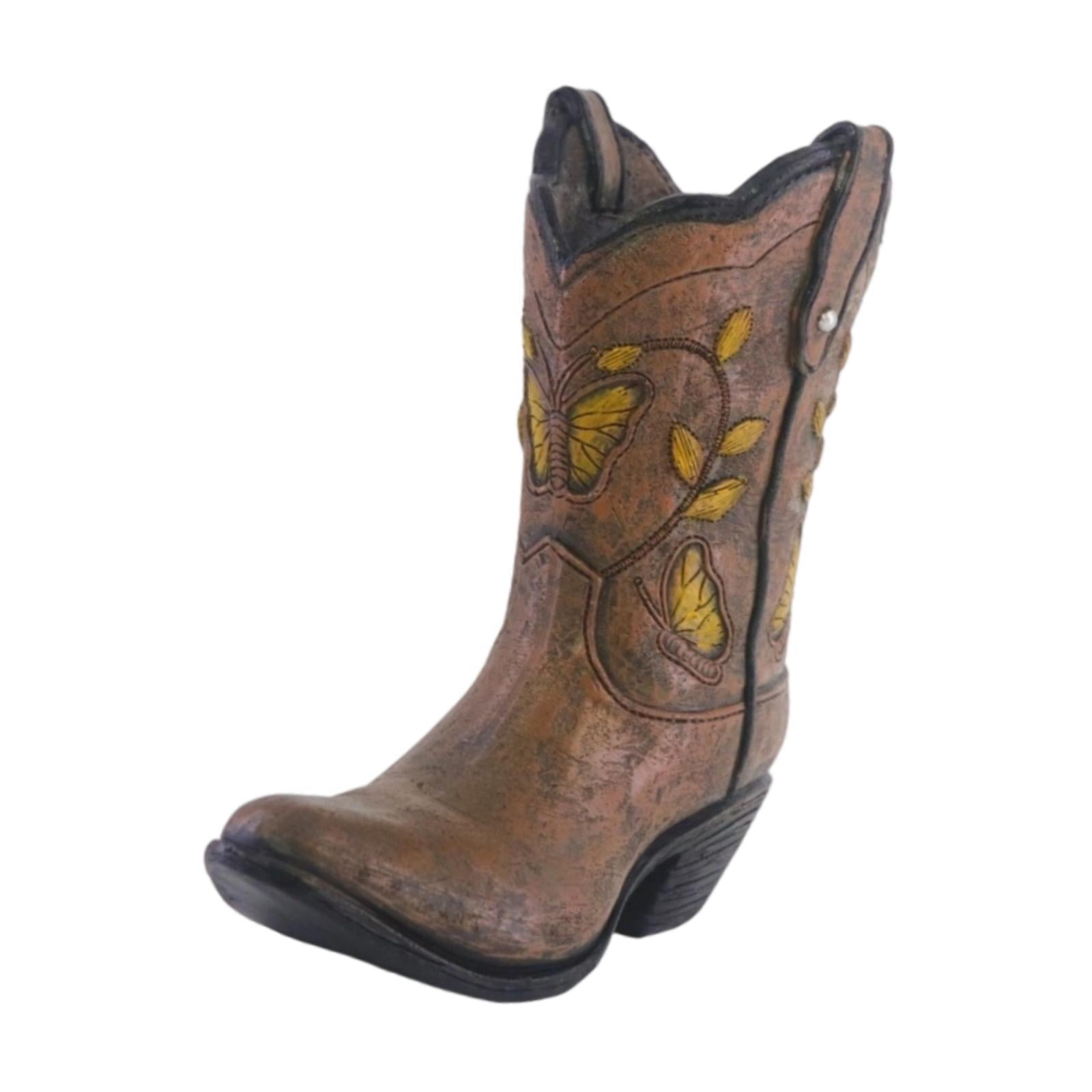 Bothyi - Jarrón De Resina Con Forma De Bota De Vaquera, Bonito Jarrón De Flores Secas Para Estantería De Libros De Estilo Rústico, Color Marrón