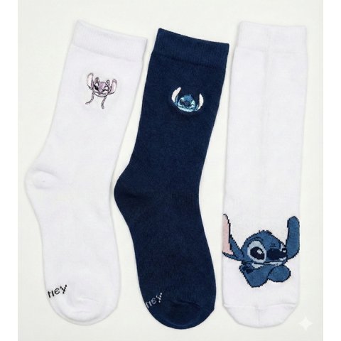 Tripack Calcetines Escolares Niña Lilo Stitch Blanco Disney