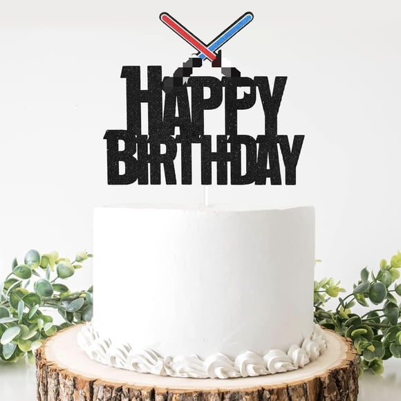 Cake Topper Espadas Láser Feliz Cumpleaños