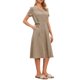 thumbnail image 4 of INSPIRE CHIC Vestido Casual de Verano para Mujer con Botones, Cuello en V, Manga Corta, Trabajo, Línea A, Vestido Midi M Caqui, 4 of 6