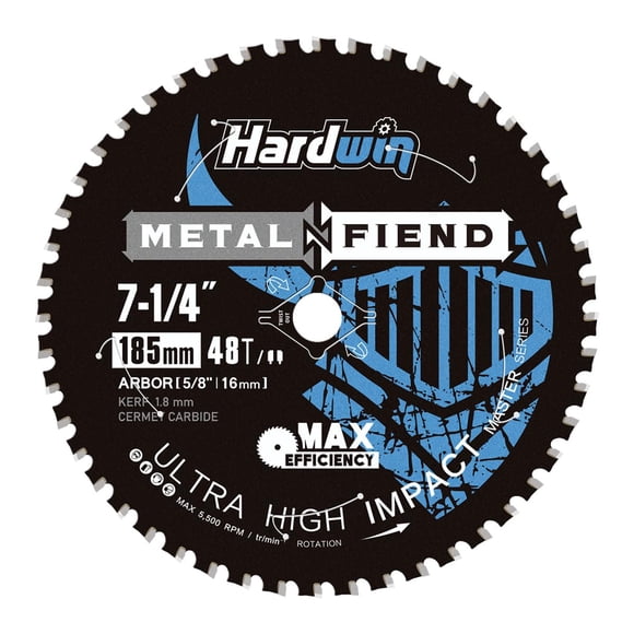 Hoja de sierra HARDWIN 7,25" 48T de cermet y carburo, eje de 16 mm