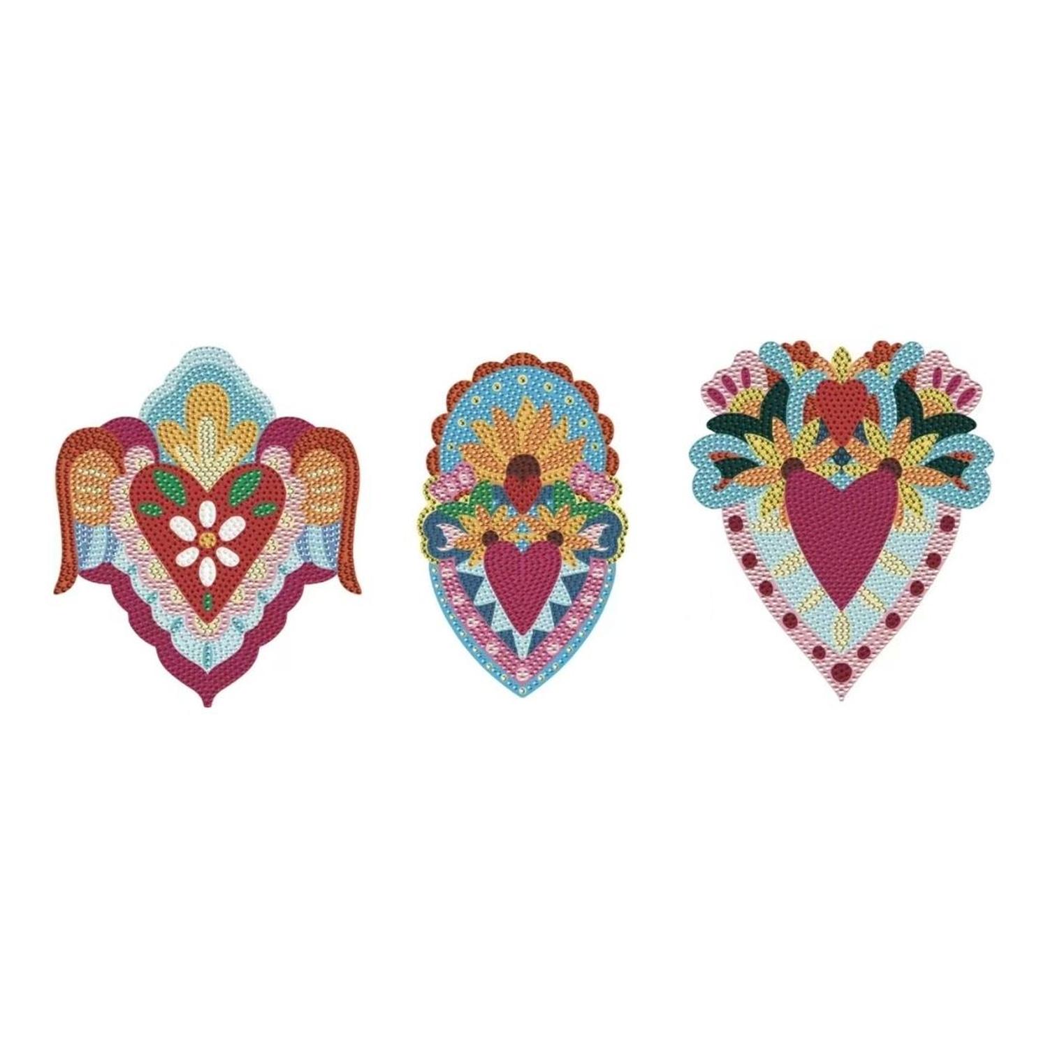 Papaya Project - Set Corazones Diamond Painting X3 - Diamantes Mate Rojo