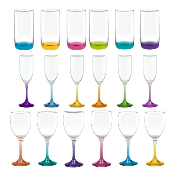 Set 18 Copas Vasos Fondo Color Fiestas Celebracion