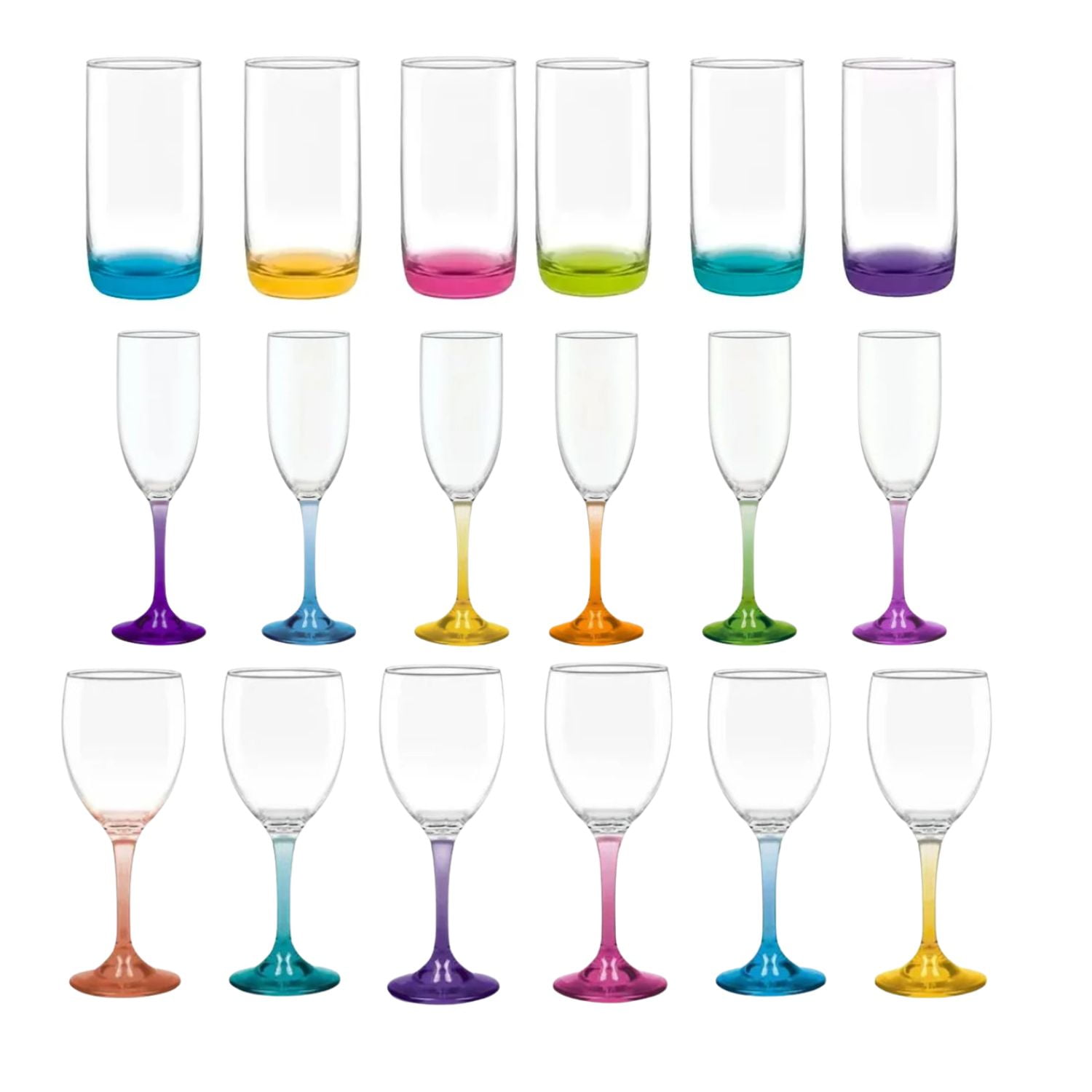 Set 18 Copas Vasos Cristar Fondo Color Fiestas Celebracion