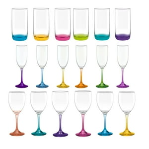 Set 18 Copas Vasos Cristar Fondo Color Fiestas Celebracion