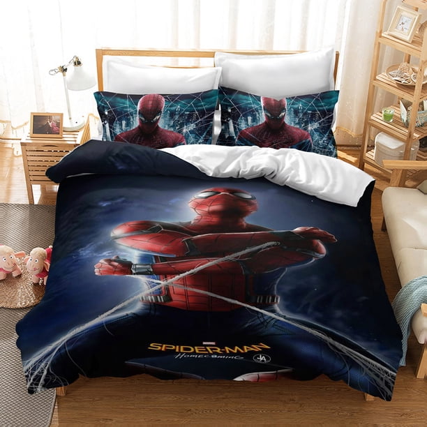 Official Spiderman bedding set for single bed, including matching pillowcase, motif: crime fighter, single bed set Bed Sheets