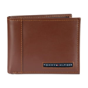 Billetera De Cuero Tommy Hilfiger Th Para Hombre Pliegue Fino Color Canela