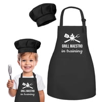 Set De Delantal Y Gorro De Chef Para Niños Ouukhgy Grill Maestro Black