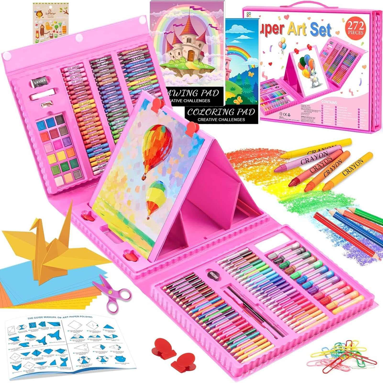 Set De Arte Art Supplies Popyola, Paquete De 272, Con Caballete Triple Y Libro