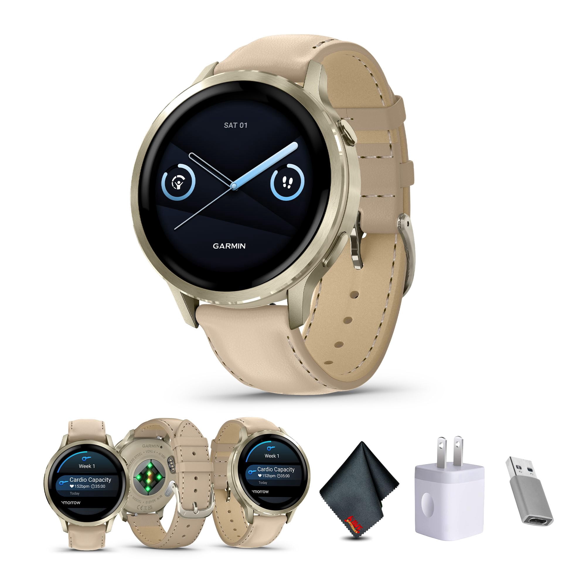 Reloj Inteligente Garmin Venu 4, Rastreador De Actividad Física Con Gps, 41 Mm, Color Dorado Lunar