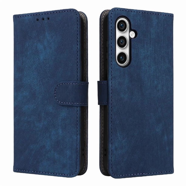 Funda Billetera para Samsung Galaxy S24 FE con Soporte - Cartera de Cuero con Ranuras Azul
