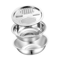 Magideal - Lavabo De Acero Inoxidable De 3 Piezas Con Rallador, Cortador De Verduras, Herramienta De Cocina, Cesta De Drenaje, Rallador De Jengibre Para Queso, 28Cm