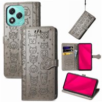 Funda Cartera Foxdock Para Honor 400 Lite , Flip Pu Con Relieve De Gatos Y Perros, Tarjetero Y Soporte