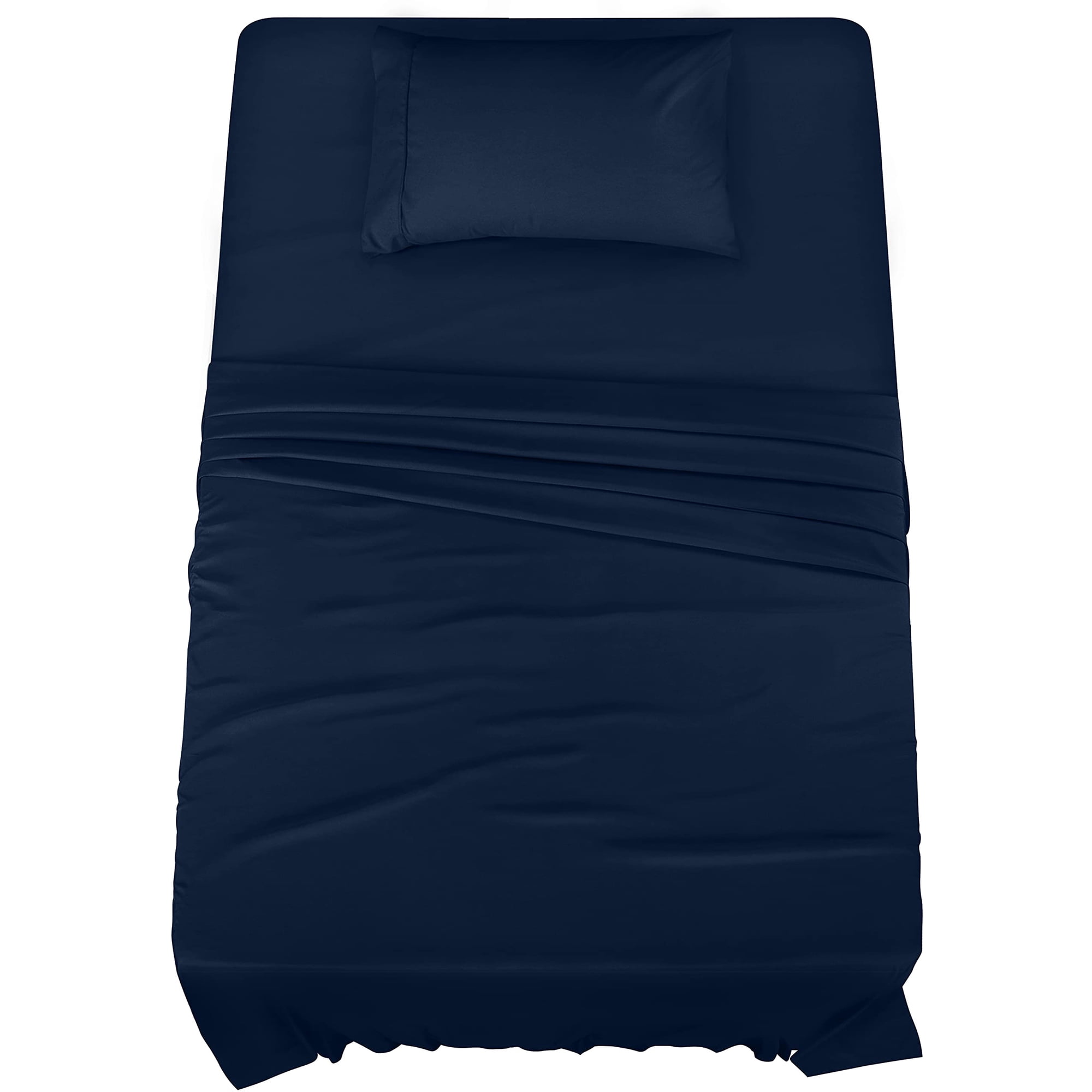 Juego De Sábanas Utopia Bedding De Microfibra Cepillada Doble, Color Azul Marino