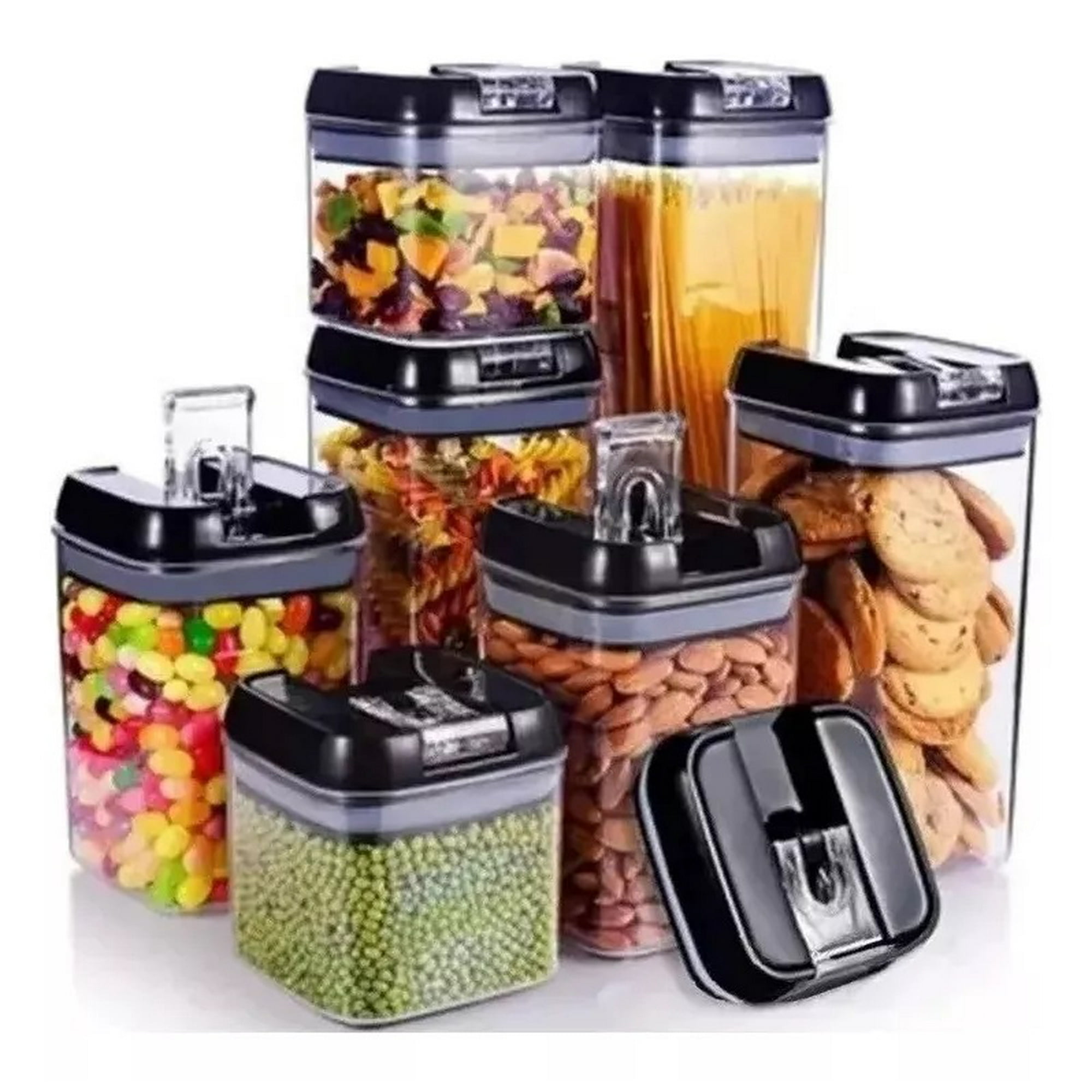 Set De 7 Contenedores Hermeticos De Plastico Cocina Despensa