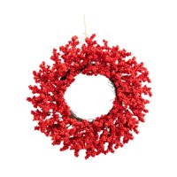 Magideal - Corona De Navidad Artificial Corona De Bayas Rojas Para Entrada 50 Cm Colgante De Pared Corona De Invierno Decoración Navideña Fiesta Pared Vacaciones