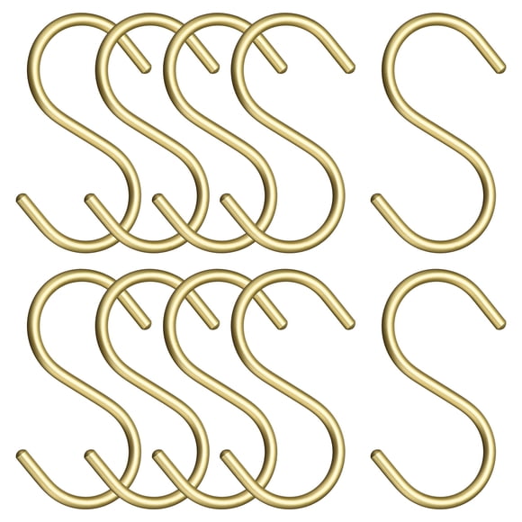 Gancho en S, paquete de 10 de 3.5'' - Gancho colgador en forma de S de aleación de aluminio, ganchos en S para colgar ropa, toallas, zapatos, bufandas (Oro)