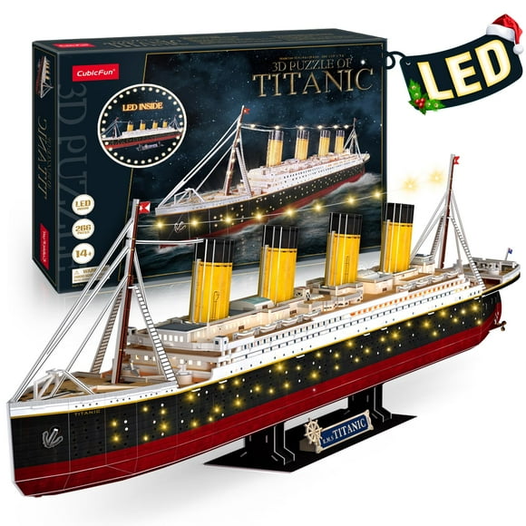 Puzzle 3D CubicFun LED Titanic, barco grande de 35 pulgadas para adultos