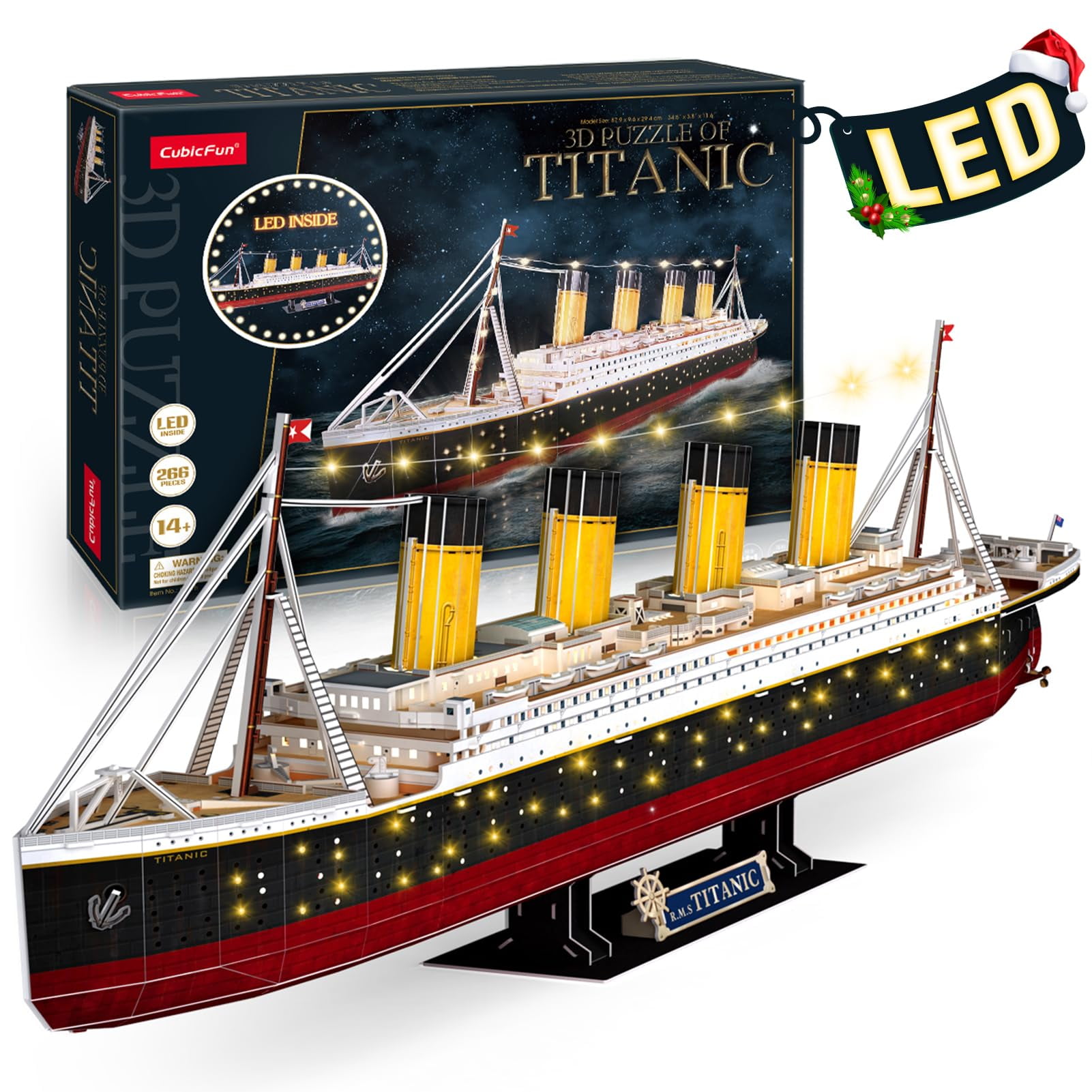 Puzzle 3d Cubicfun Led Titanic, Barco Grande De 35 Pulgadas Para Adultos
