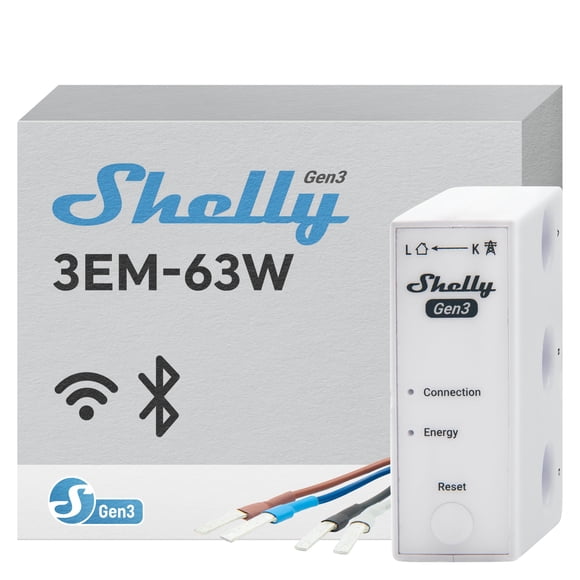 Medidor de energía Shelly 3EM‑63W Gen3 Wi‑Fi trifásico