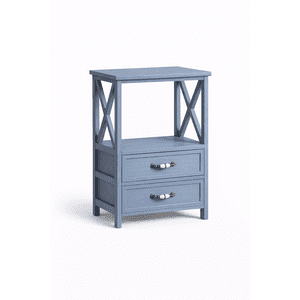 Space Home - Velador Organizador Azul De Madera Con Estante 47 × 32 × 70 Cm