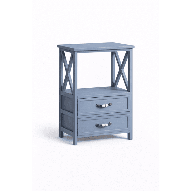 Velador Organizador Azul de Madera con Estante 47 × 32 × 70 cm