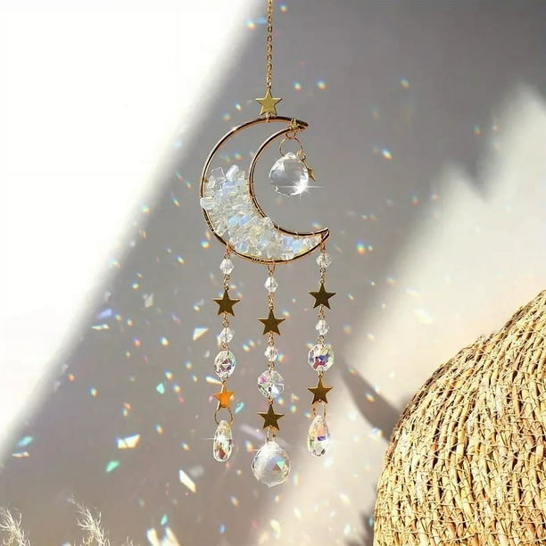 Gorgeous Crystal Moon Star Suncatcher - Add a Magical Window Rainbow to Your Home, Garden, Bedroom & More!