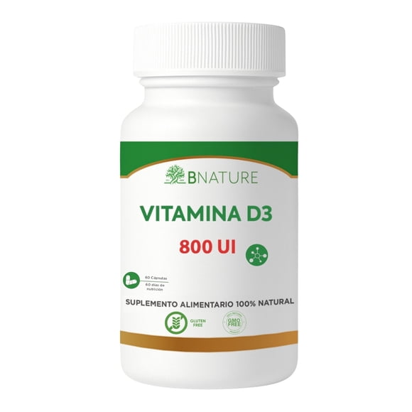 Vitamina D3 800 UI | Suplemento diario 60 cápsulas B NATURE
