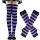 thumbnail image 1 of suxuMhao Juego de Calcetín y Guantes a Rayas, Calcetines hasta el Muslo sobre la Rodilla con Rayas Anchas y Guantes Suaves y Elásticos sin Dedos, Mezcla Transpirable de Poliéster y Algodón, Morado y, 1 of 1