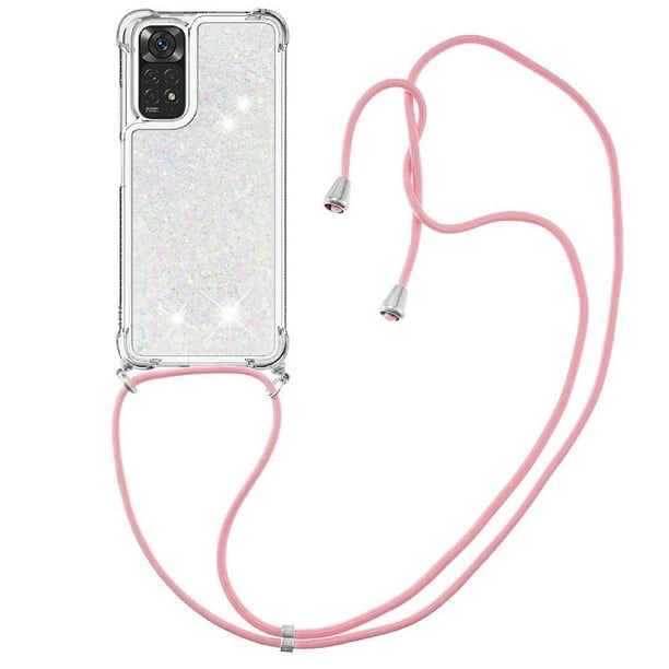 Funda FOXDOCK para Xiaomi Redmi Note 11/11s 4G con Cuerda Ajustable, Brillo Líquido, Protección Antigolpes y Lente – Ideal para Regalo