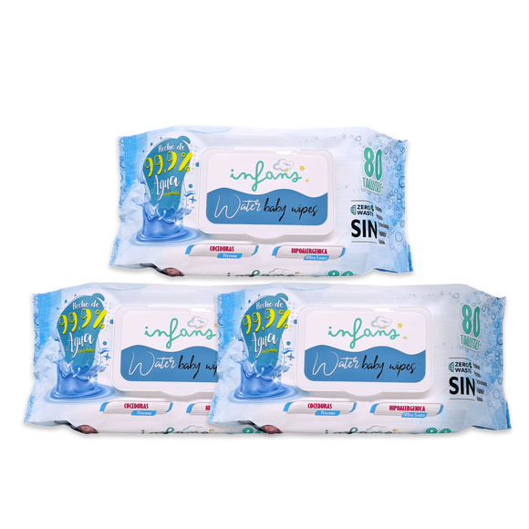 Toallitas Húmedas Infans 99.9% Water Baby Wipes 3x80 - 240 UND