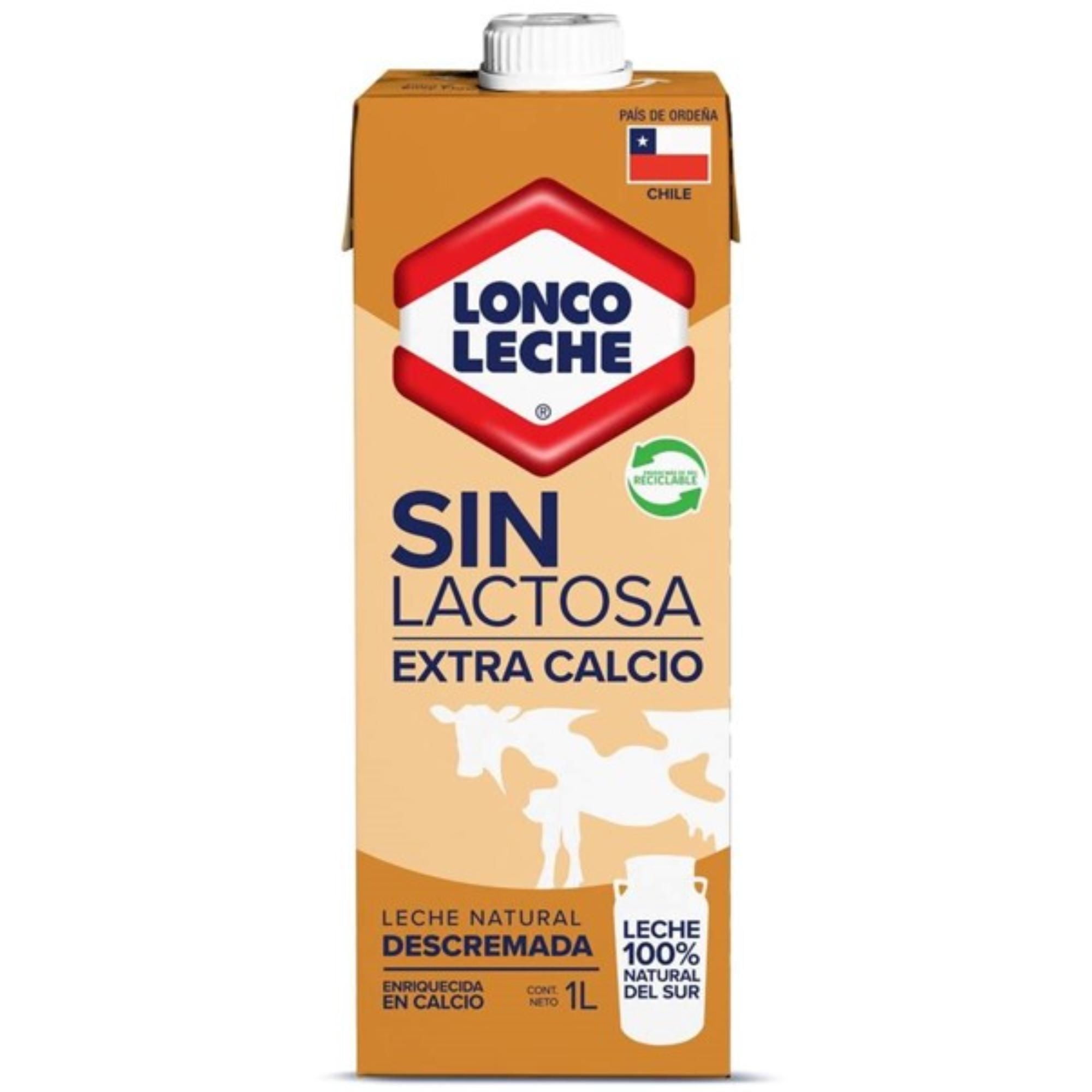 Leche Descremada Natural Extra Calcio Descremada Sin Lactosa Caja 1 L Loncoleche