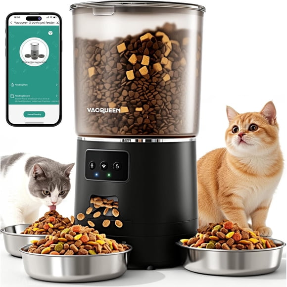 Comedero Automático Vacqueen 6L 25 Cups WiFi 3 Platos