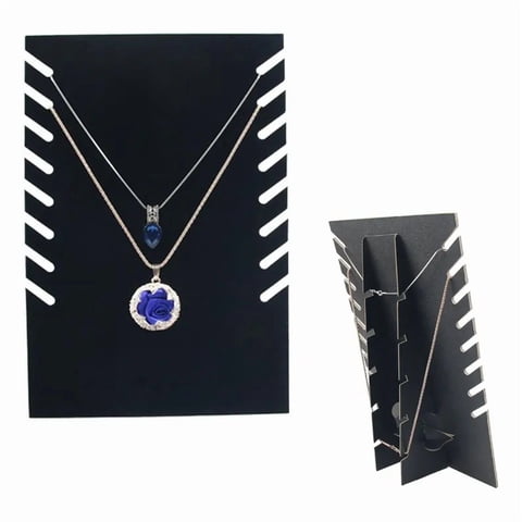 Genérica - Exhibidor Mostrario 8 Cadenas Collar Terciopelo Negro Plano 28*19Cm