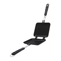 Magideal - Sartén De Cocción De Calentamiento De Doble Cara, Sartén Antiadherente Mango Largo De Plástico Rectángulo Herramienta De Cocina Jamón Hamburguesa Tort