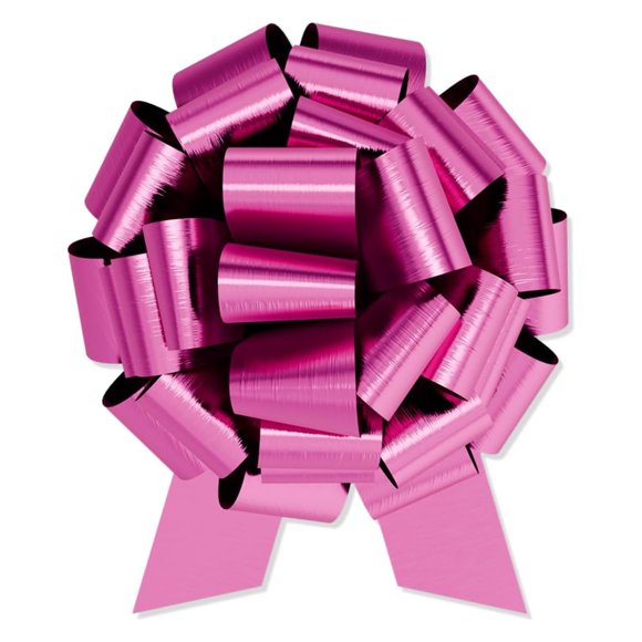 InstaBows Lazo Metálico Fucsia de 30 cm con Cuerda de Tracción, 1 unidad