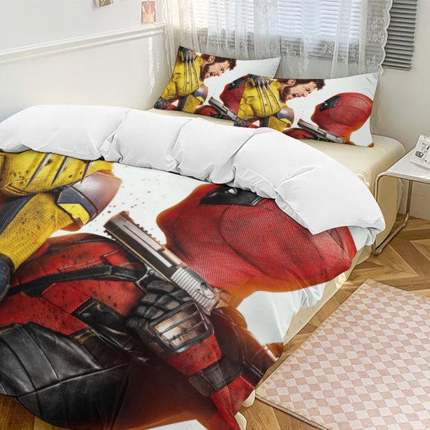 Deadpool & Wolverine Bedding Comforter Sets 3-Piece Bedding Set Soft Warm Bed Set for Bedroom All Season