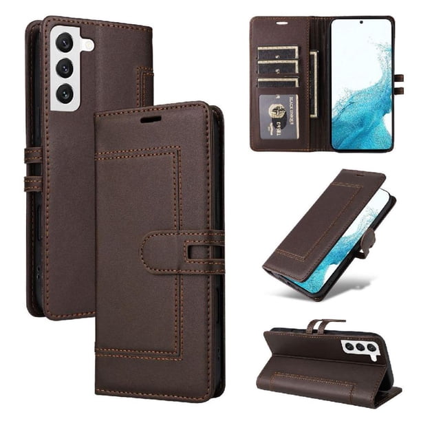 Premium Wallet Case for Samsung Galaxy S21 Plus with Card Slots & Kickstand, Flip Cover Brown