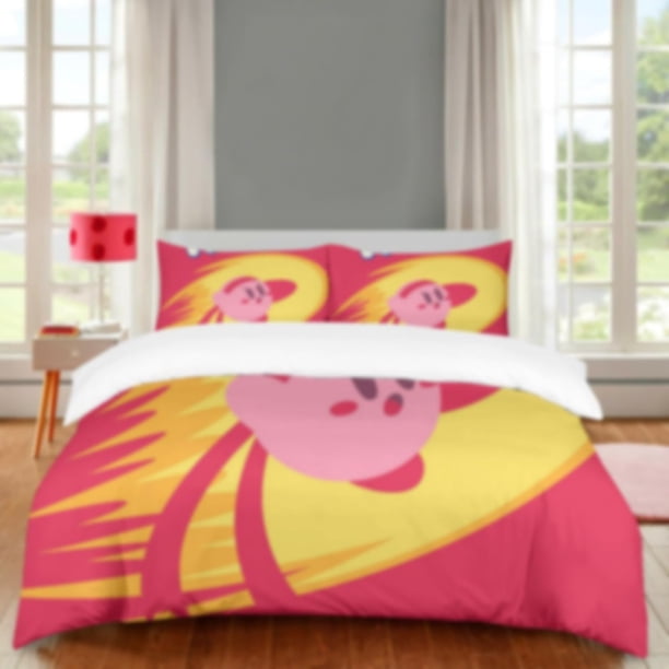 Cute Bed Cover Anime Pink Krb-y Game Bedding Sets 3D Printed Lightweight Room Decor Sets