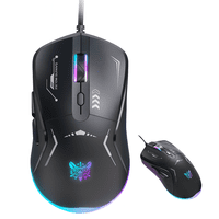 Onikuma - Mouse De Cable Gamer Profesional Negro Con Luz Led Rgb