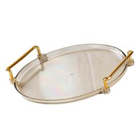 Magideal - Bandeja De Plástico Para Servir Con Bandeja De Postre Bandeja Decorativa Nórdica Forma Forma Forma Bandeja De Joyería Para Tocador Dormitorio Oficina Ámbar