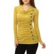 thumbnail image 4 of INSPIRE CHIC Top de Mujer con Cuello Alto, Manga Larga, Decoración de Botones, Frente Fruncido, Ajuste Regular, Pulóver Talla S Amarillo, 4 of 6
