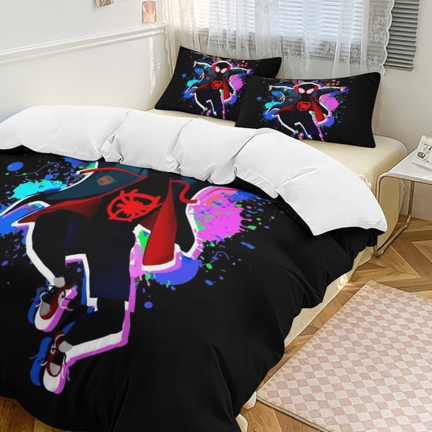 Into The Spider-Verse Family Bed 3 Piece Set Personalized Bedding Decor for Kids And Teens Anime Student Dormitory Cover