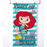 Genérico - Toalla De Baño O Playa Infantil 70X140 Cm Con Bolso Mashini Color Blanco Princesa Ariel