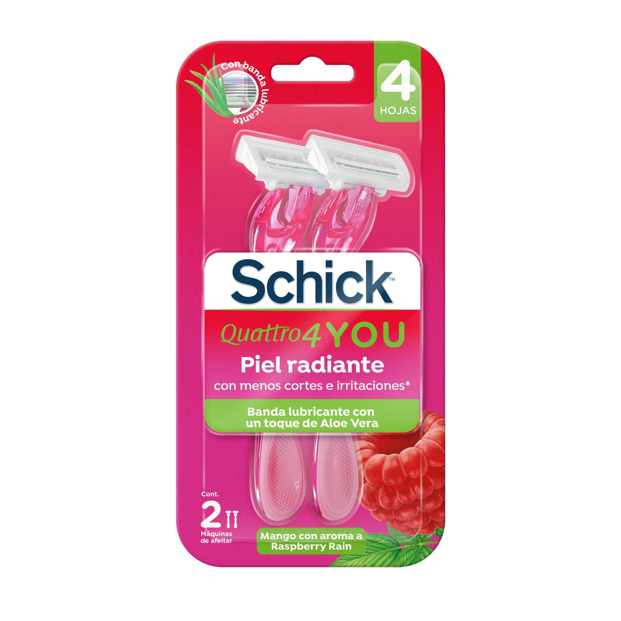 Máquina De Afeitar Quattro Raspberry 2 Un Schick