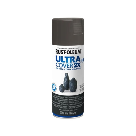 Rust-Oleum - Pintura En Spray Ultra Cover 2X Multiuso Gris Oscuro Brillante 340 G