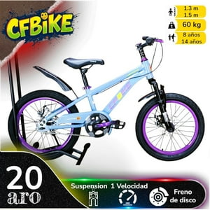 Vipnetwork - Bicicleta Aro 20 Cfbike Con Freno Disco Gris Log Lila